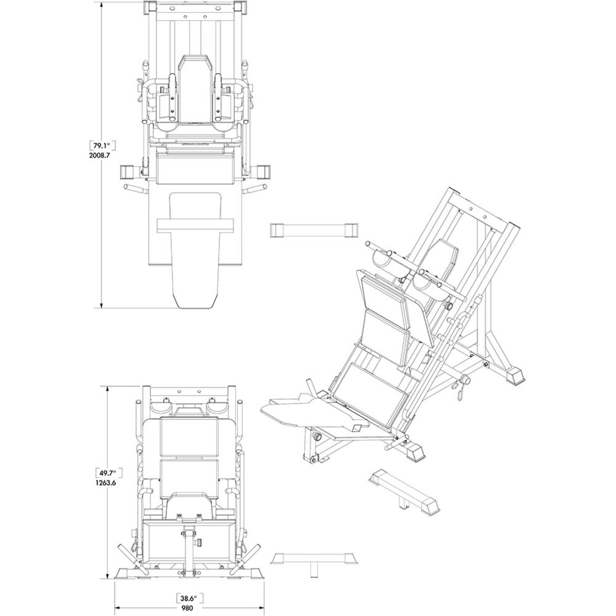 Επαγγελματική Μηχανή - Πρέσα ποδιών Leg Press Linear Bearing Hip Sled BODYCRAFT F660