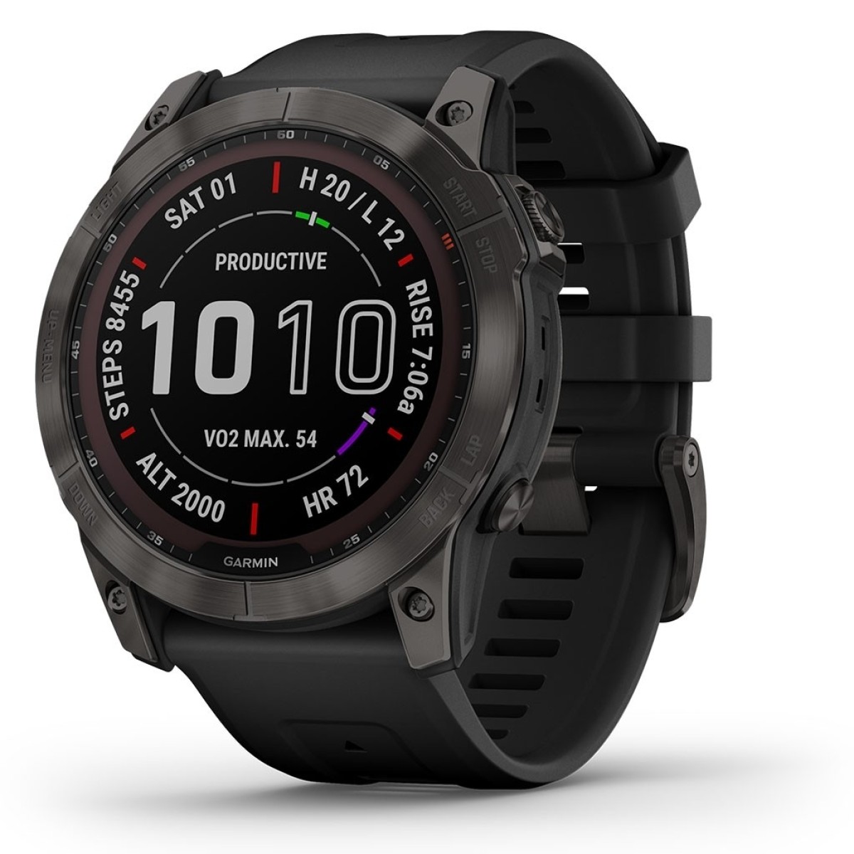 GARMIN Fenix 7X Sapphire Solar Titanium Carbon Gray DLC with Black GA-010-02541-11