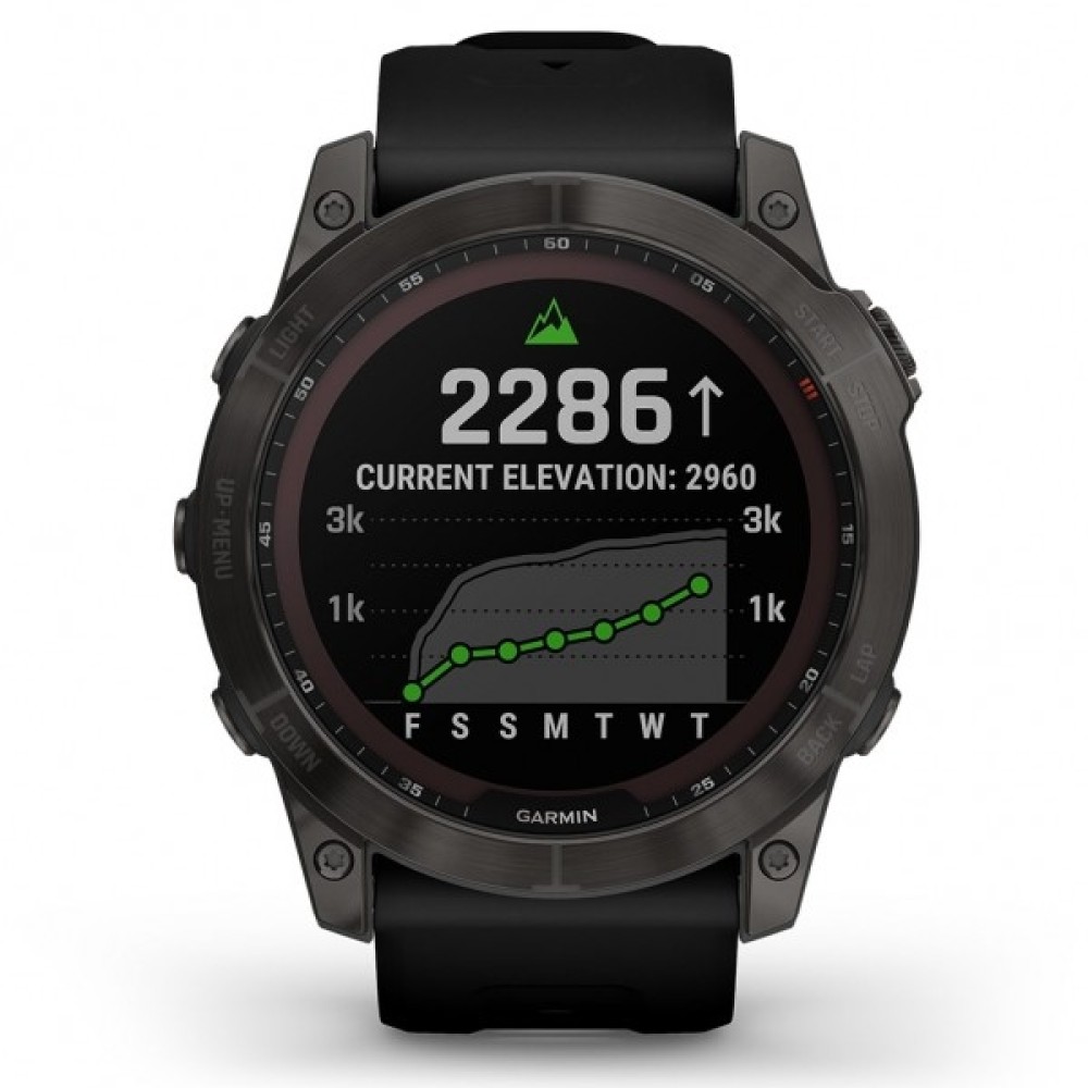 GARMIN Fenix 7X Sapphire Solar Titanium Carbon Gray DLC with Black GA-010-02541-11