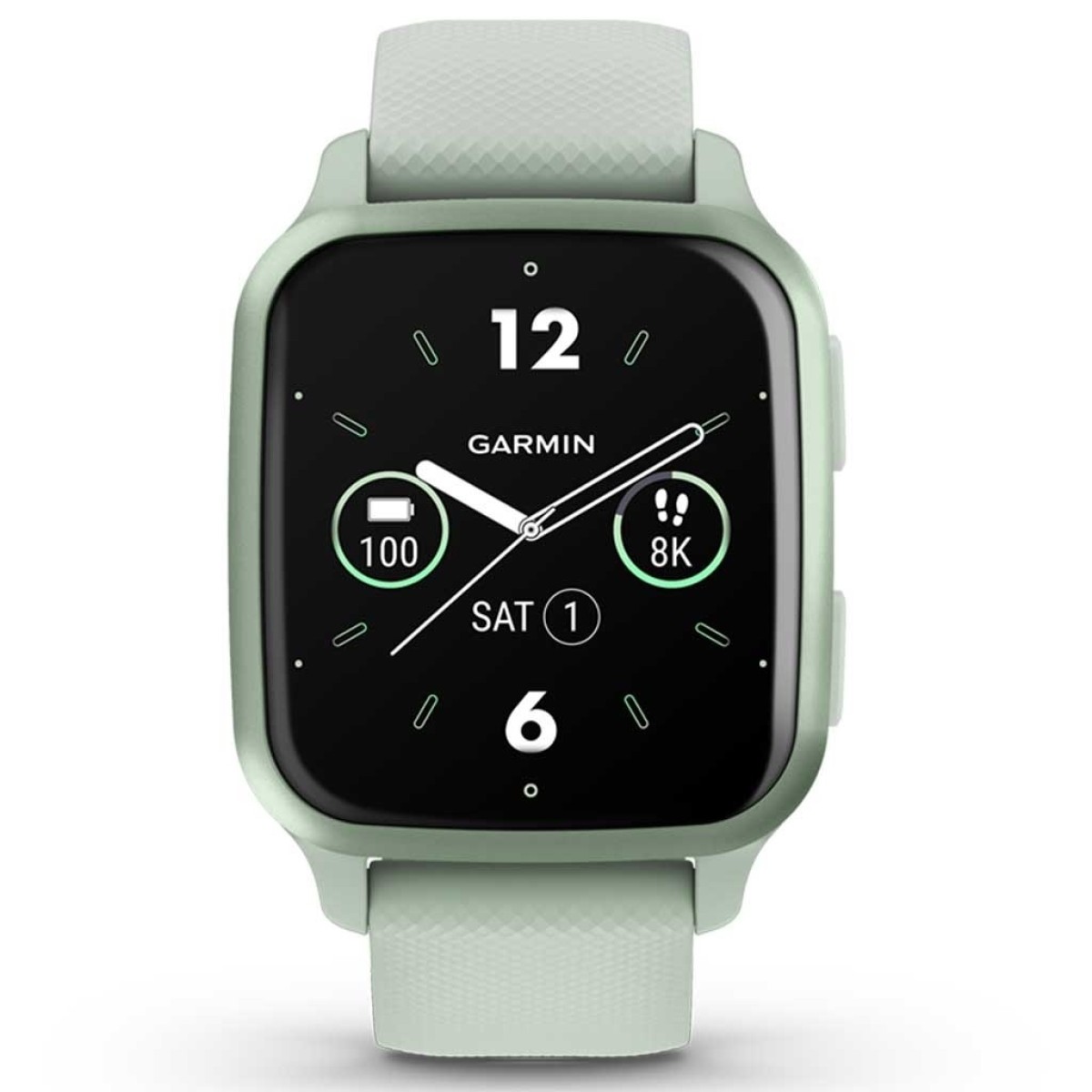 GARMIN Venu Sq 2 Metallic Mint Bezel with Cool Mint Case and Silicone Band GA-010-02701-12