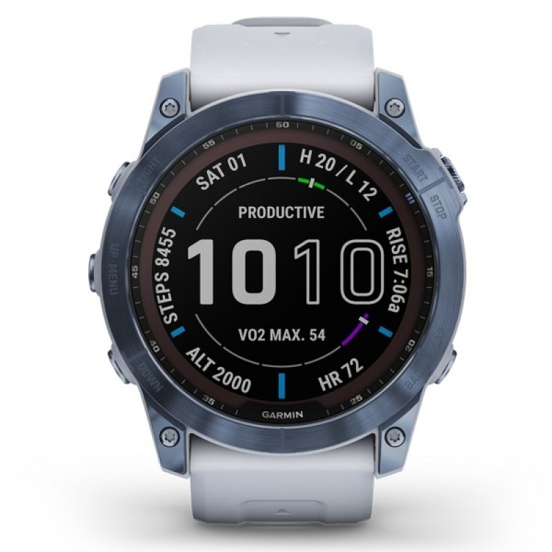 GARMIN Fenix 7X Sapphire Solar Titanium Mineral Blue DLC with Whitestone GA-010-02541-15