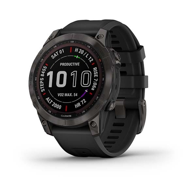 GARMIN Fenix 7 Sapphire Solar Titanium Black DLC with Black GA-010-02540-35