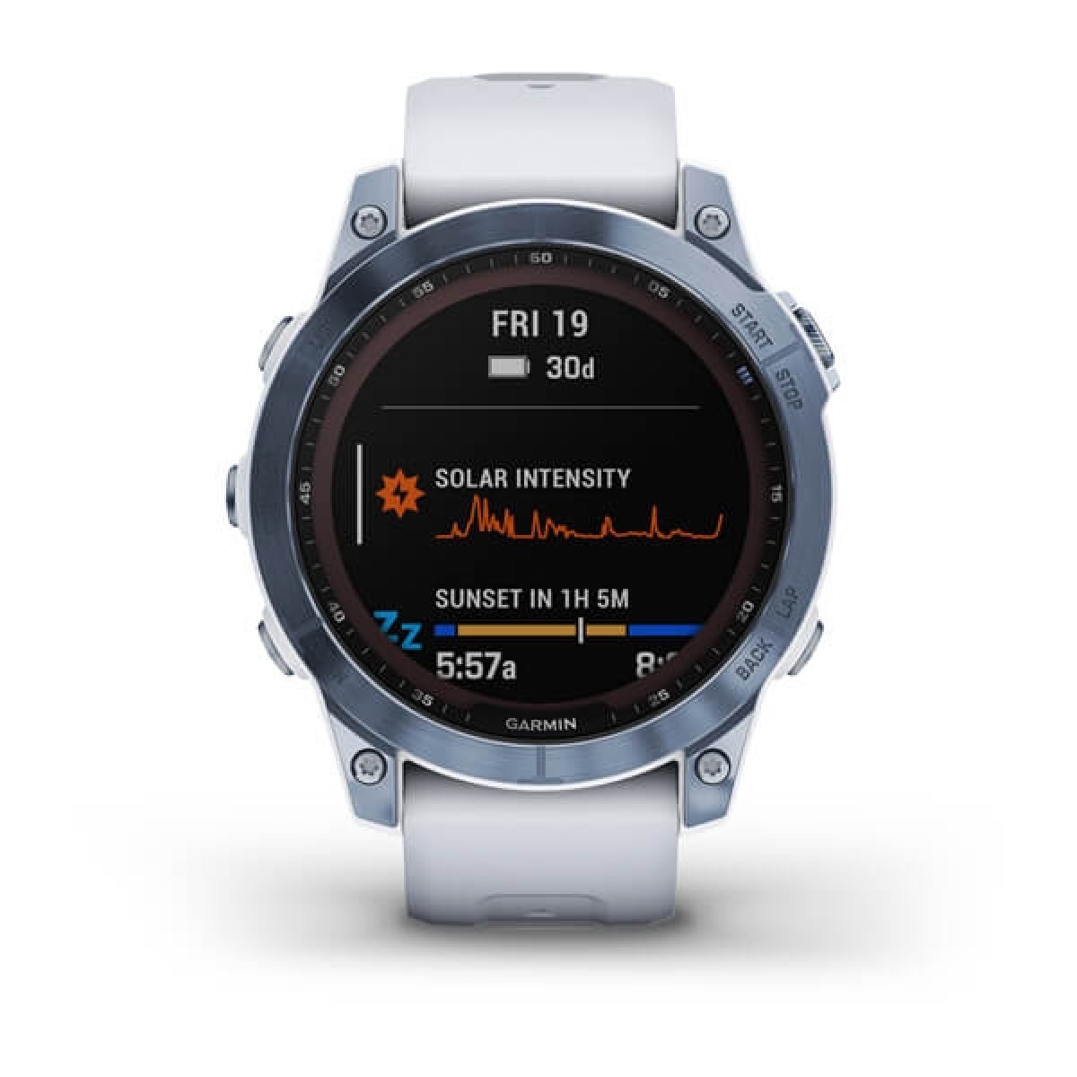 GARMIN Fenix 7 Sapphire Solar Titanium Mineral Blue DLC with Whitestone GA-010-02540-25