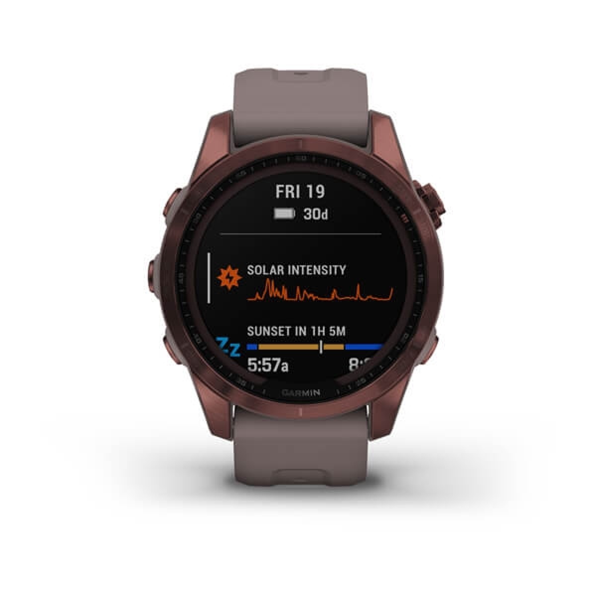 GARMIN Fenix 7S Sapphire Solar Titanium Dark Bronze with Shale Gray GA-010-02539-29