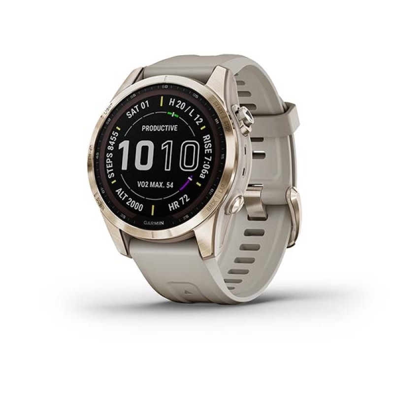 GARMIN Fenix 7S Sapphire Solar Titanium Gold with Light Sand GA-010-02539-21