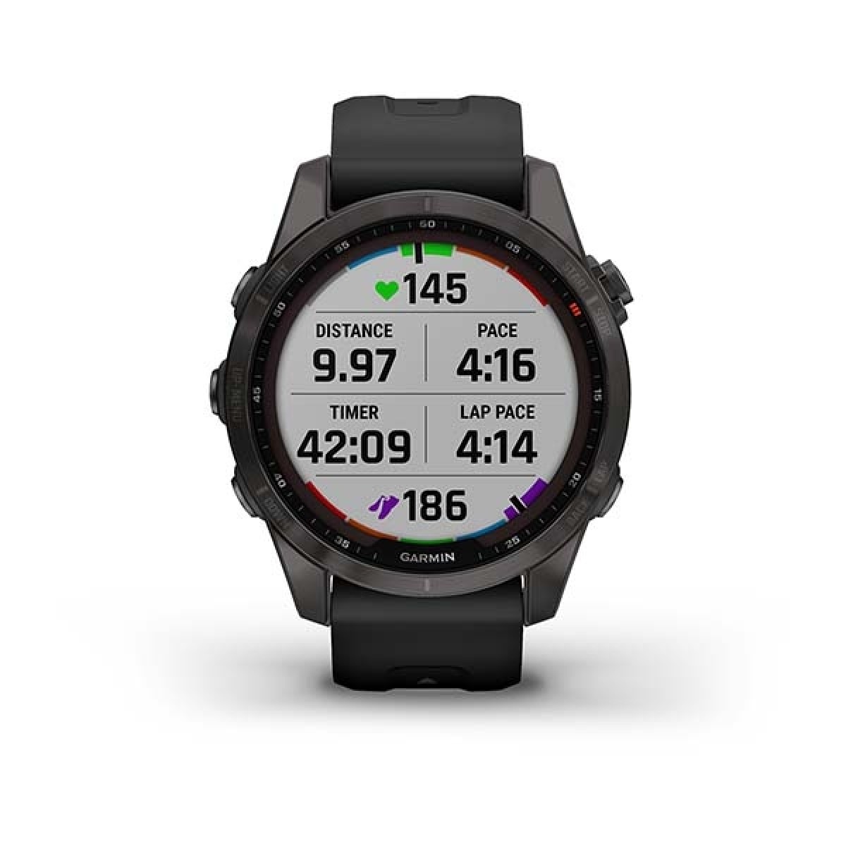 GARMIN Fenix 7S Sapphire Solar Titanium Carbon Gray DLC with Black GA-010-02539-25