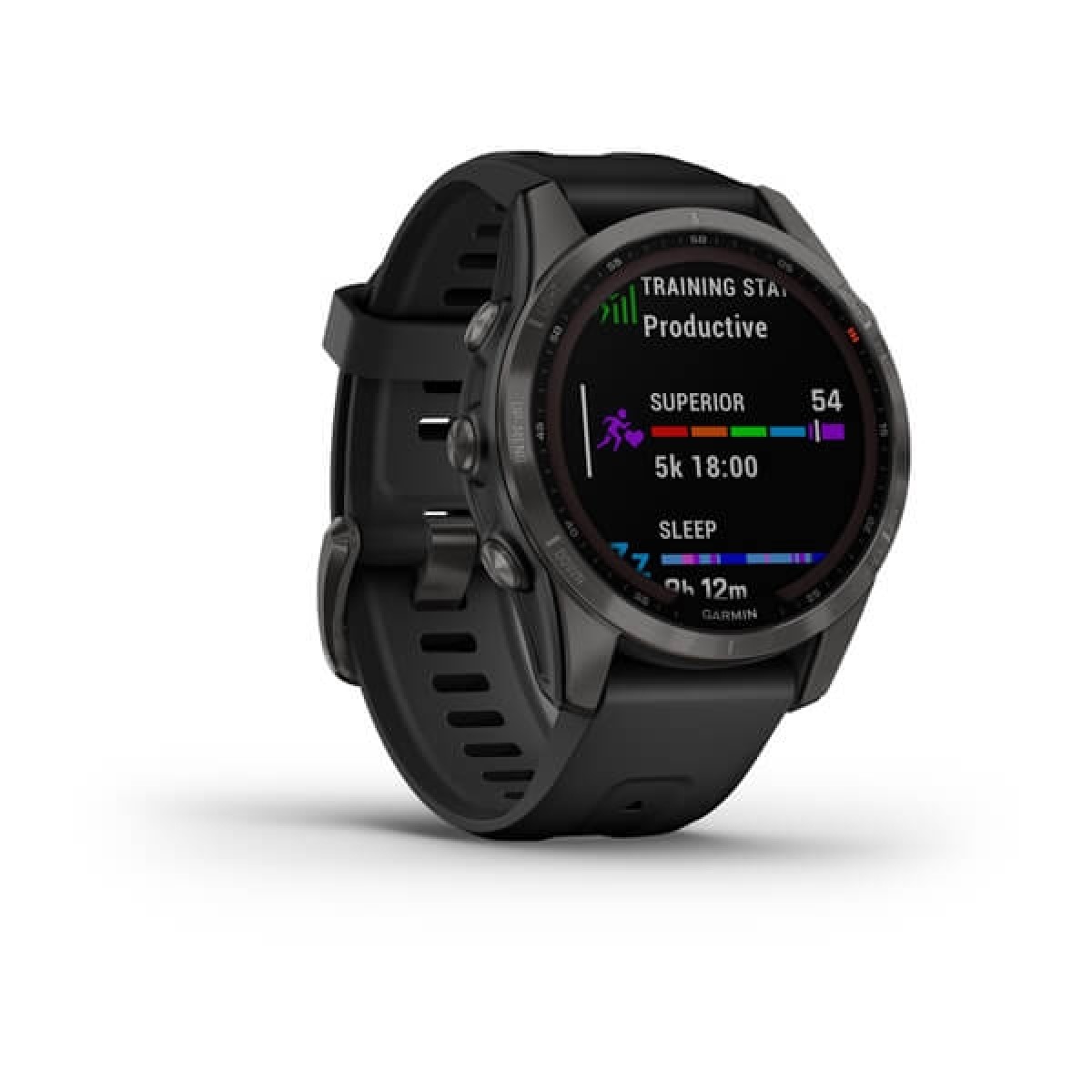 GARMIN Fenix 7S Sapphire Solar Titanium Carbon Gray DLC with Black GA-010-02539-25