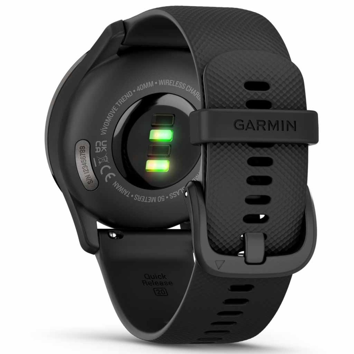 GARMIN Vivomove Trend Slate Stainless Steel Bezel with Black Case and Silicone Band GA-010-02665-00