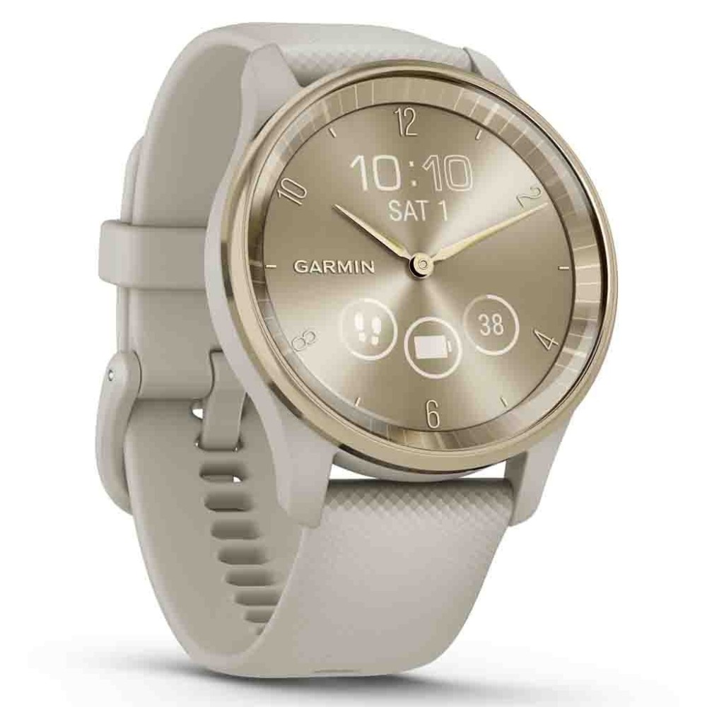 GARMIN Vivomove Trend Cream Gold Stainless Steel Bezel with French Grey Case and Silicone Band GA-010-02665-02