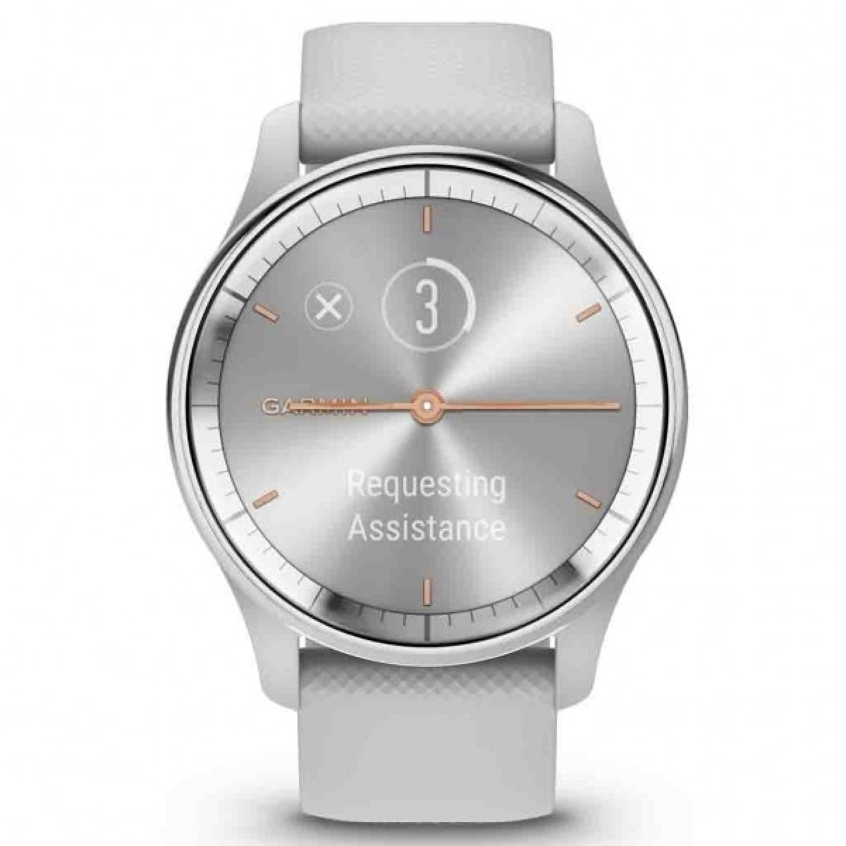 GARMIN Vivomove Trend Silver Stainless Steel Bezel with Mist Grey Case and Silicone Band GA-010-02665-03