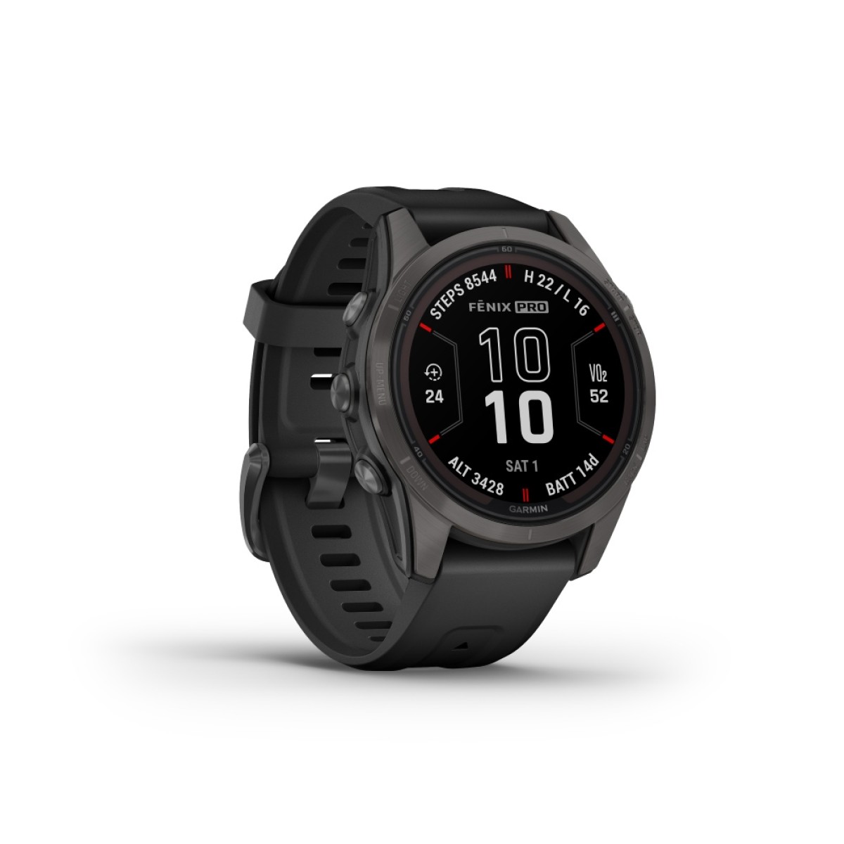 GARMIN Fenix 7S Pro Sapphire Solar Titanium Carbon Gray DLC with Black GA-010-02776-11