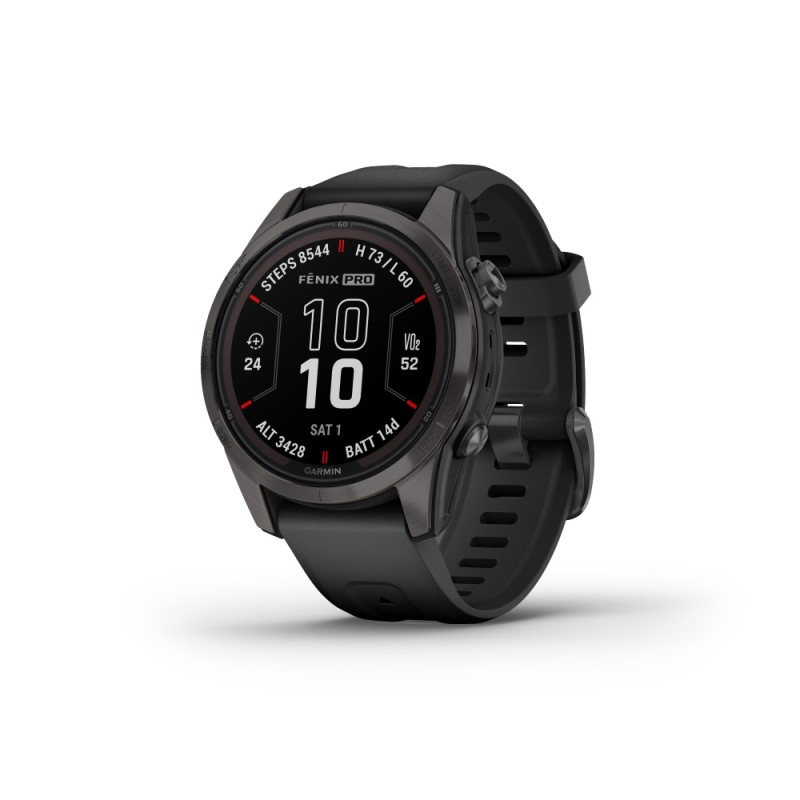 GARMIN Fenix 7S Pro Sapphire Solar Titanium Carbon Gray DLC with Black GA-010-02776-11