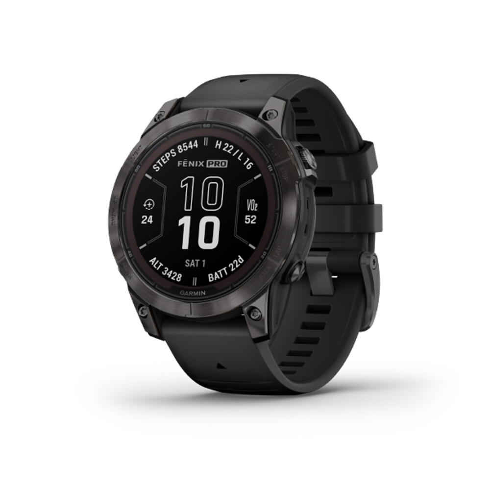 GARMIN Fenix 7 Pro Sapphire Solar Titanium Carbon Gray DLC with Black GA-010-02777-11