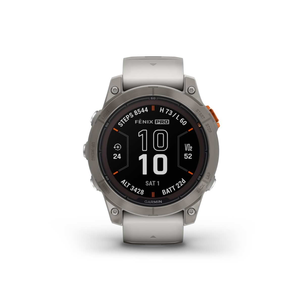 GARMIN Fenix 7 Pro Sapphire Solar Titanium with Fog Gray and Ember Orange GA-010-02777-21