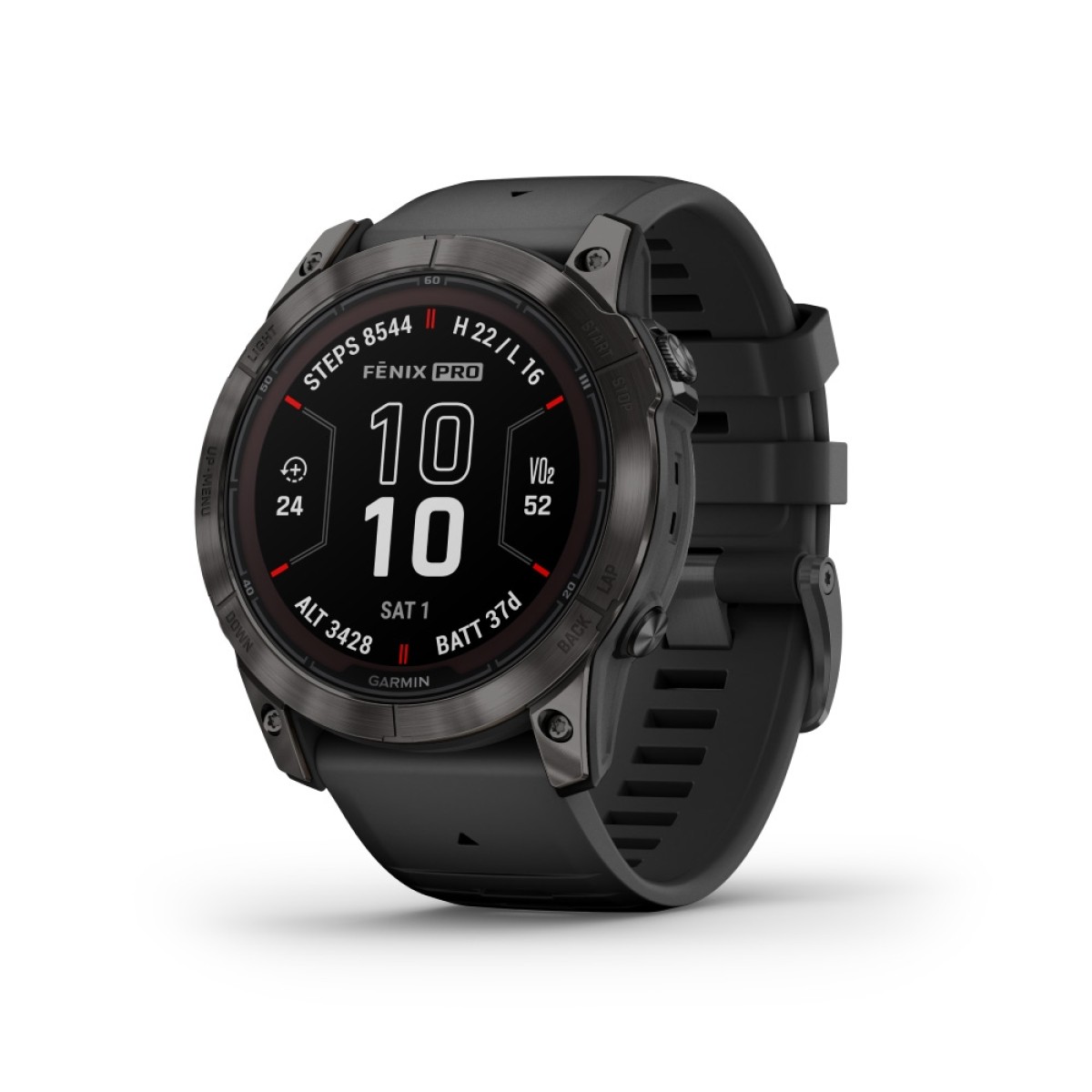 GARMIN Fenix 7X Pro Sapphire Solar Titanium Carbon Gray DLC with Black GA-010-02778-11