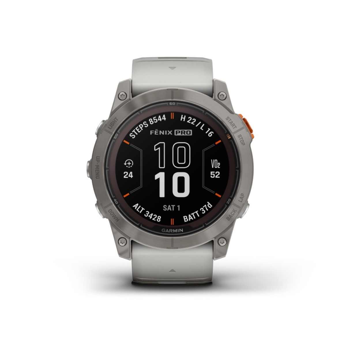 GARMIN Fenix 7X Pro Sapphire Solar Titanium with Fog Gray and Ember Orange GA-010-02778-15