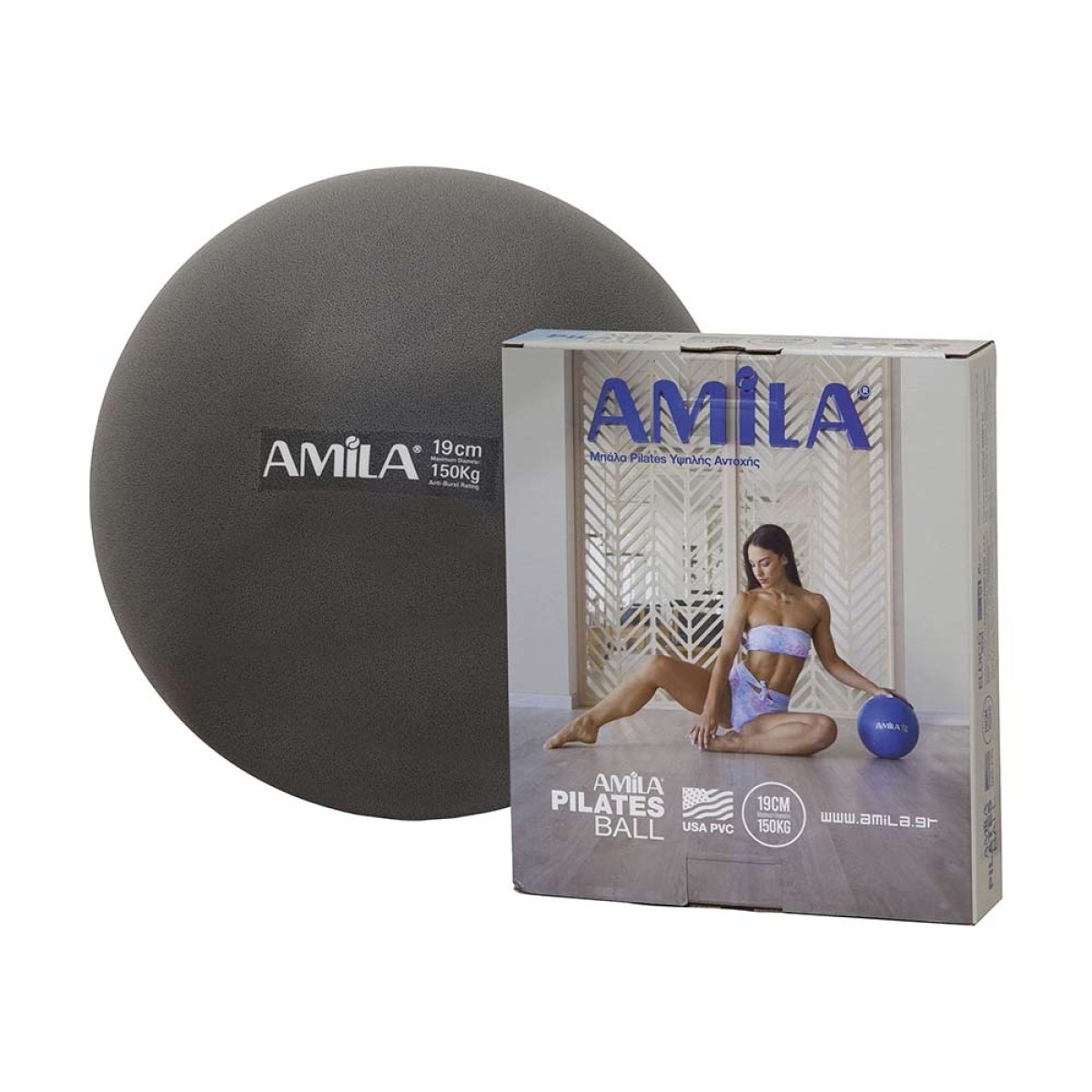 Μπάλα Γυμναστικής AMILA Pilates Ball 19cm Μαύρη 95802