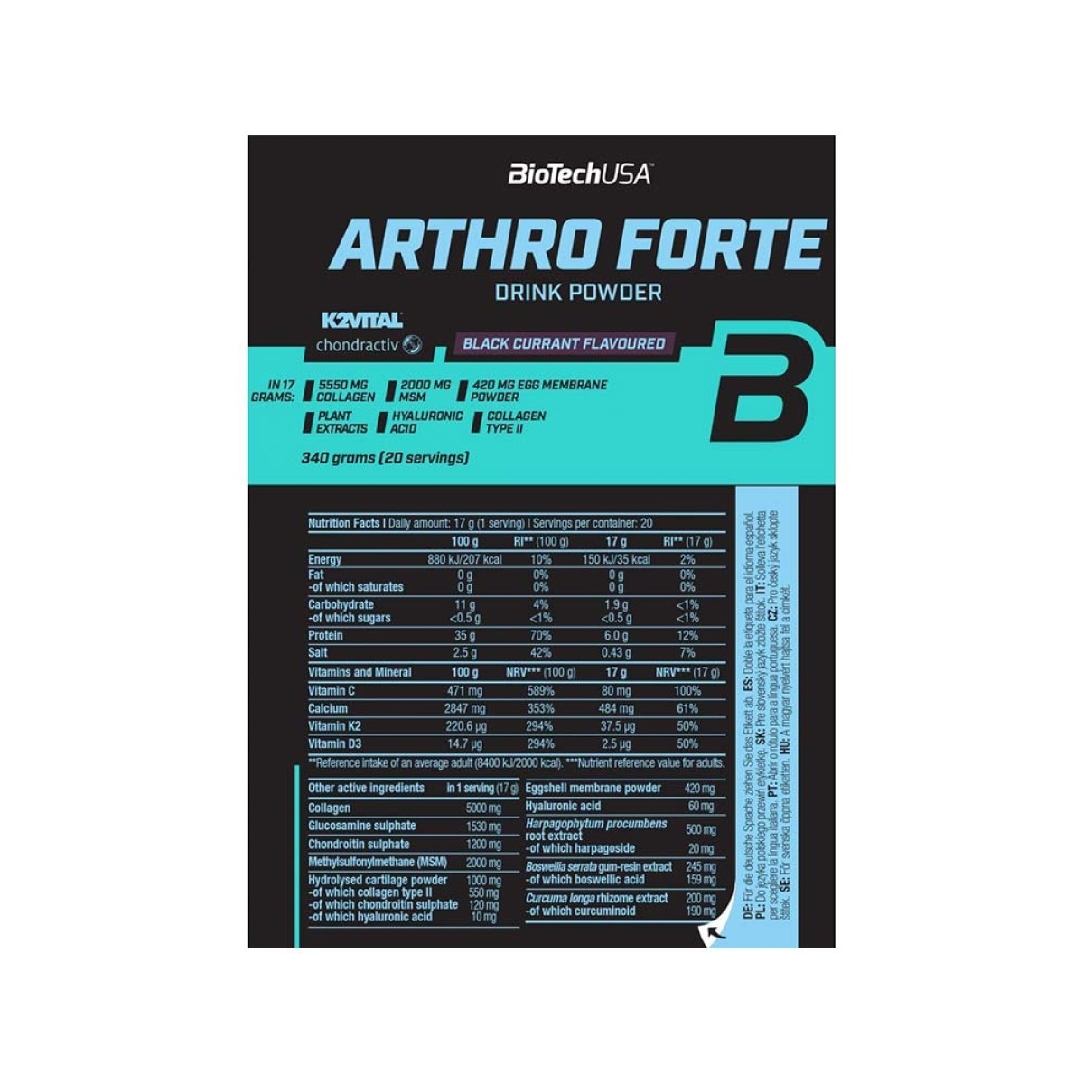 Arthro Forte Drink Powder 340g (Biotech Usa)