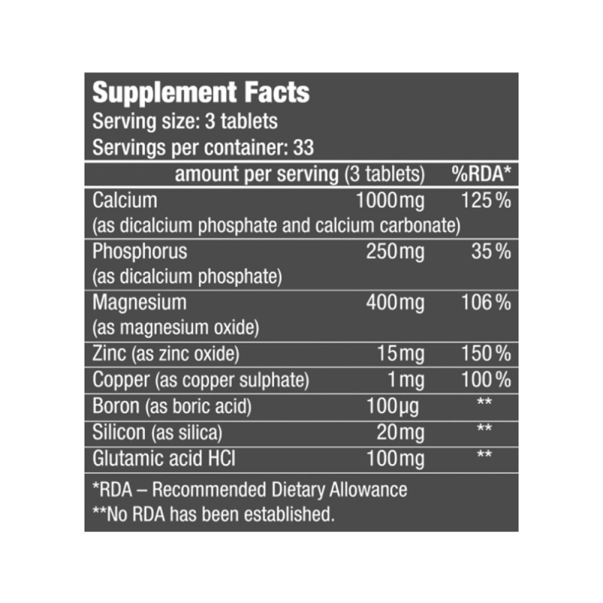 Calcium Zinc Magnesium 100tabs (Biotech Usa)