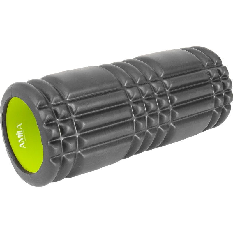 AMILA Foam Roller Plexus Φ14x33cm Μαύρο/Λάιμ 96822 AMILA