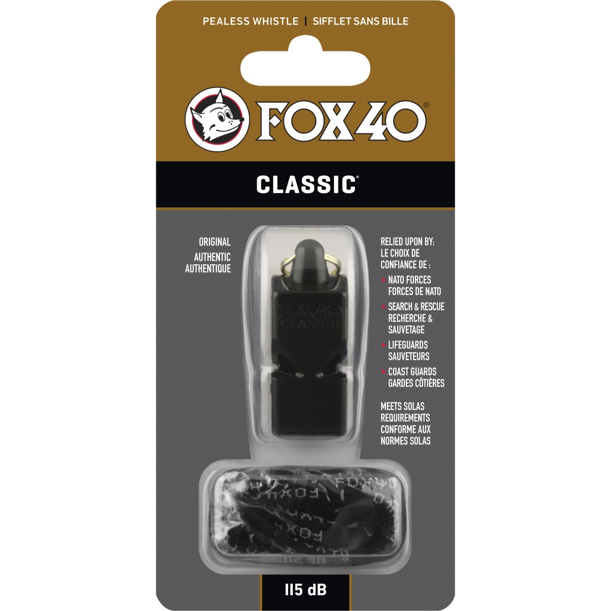 Σφυρίχτρα FOX40 Classic Safety Μαύρη με Κορδόνι 99030008